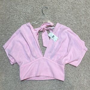 Lush pink open back tie top